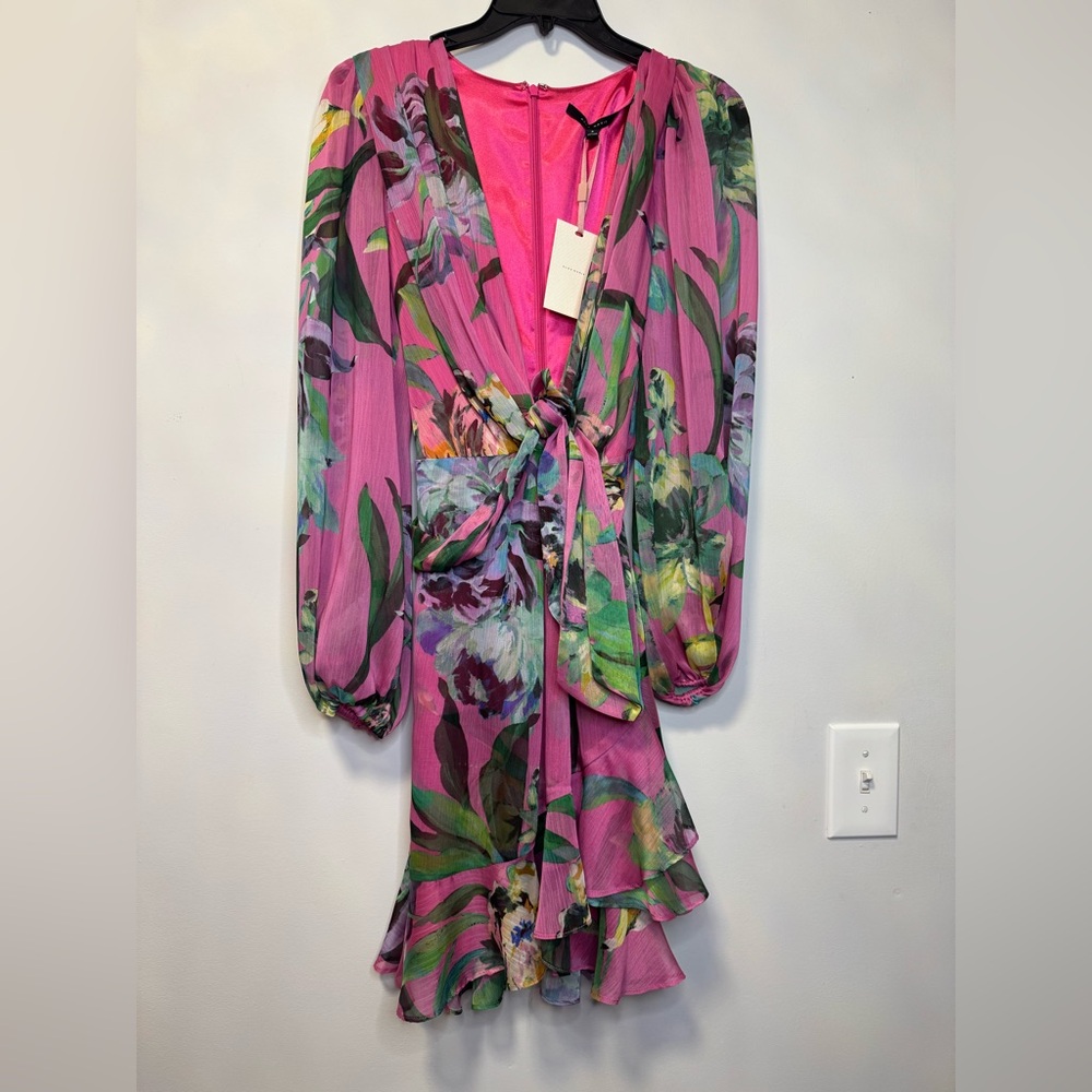 Alex Marie Pink Floral Wrap Dress
